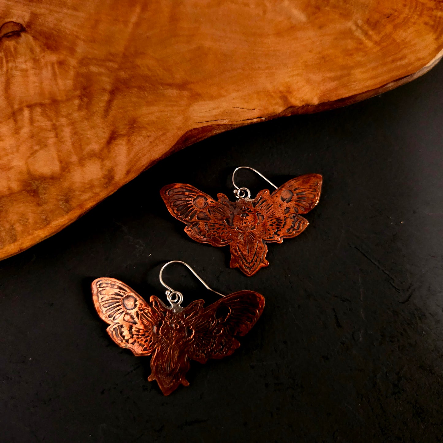 Boucles d'oreilles Papillon de nuit en cuivre