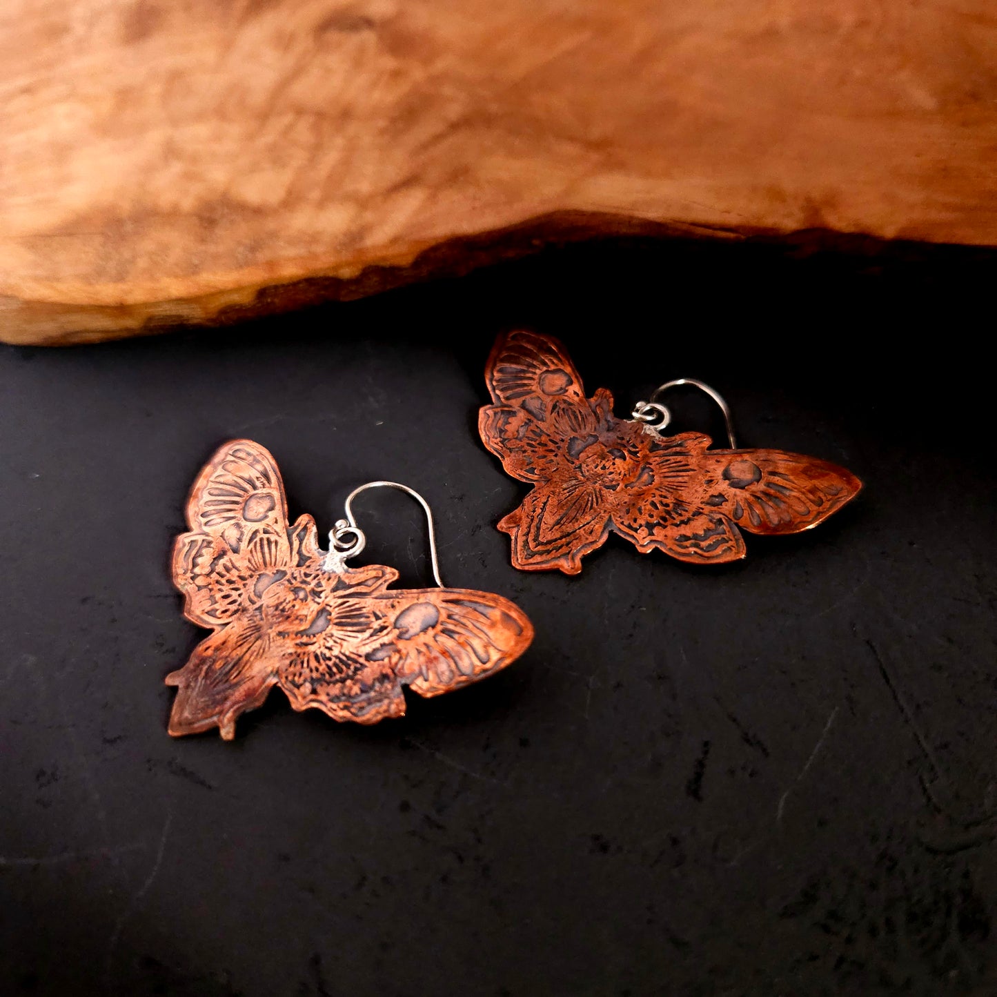 Boucles d'oreilles Papillon de nuit en cuivre