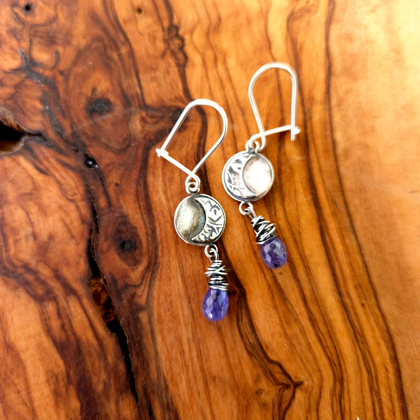 Boucles d'oreilles Lune avec goutte