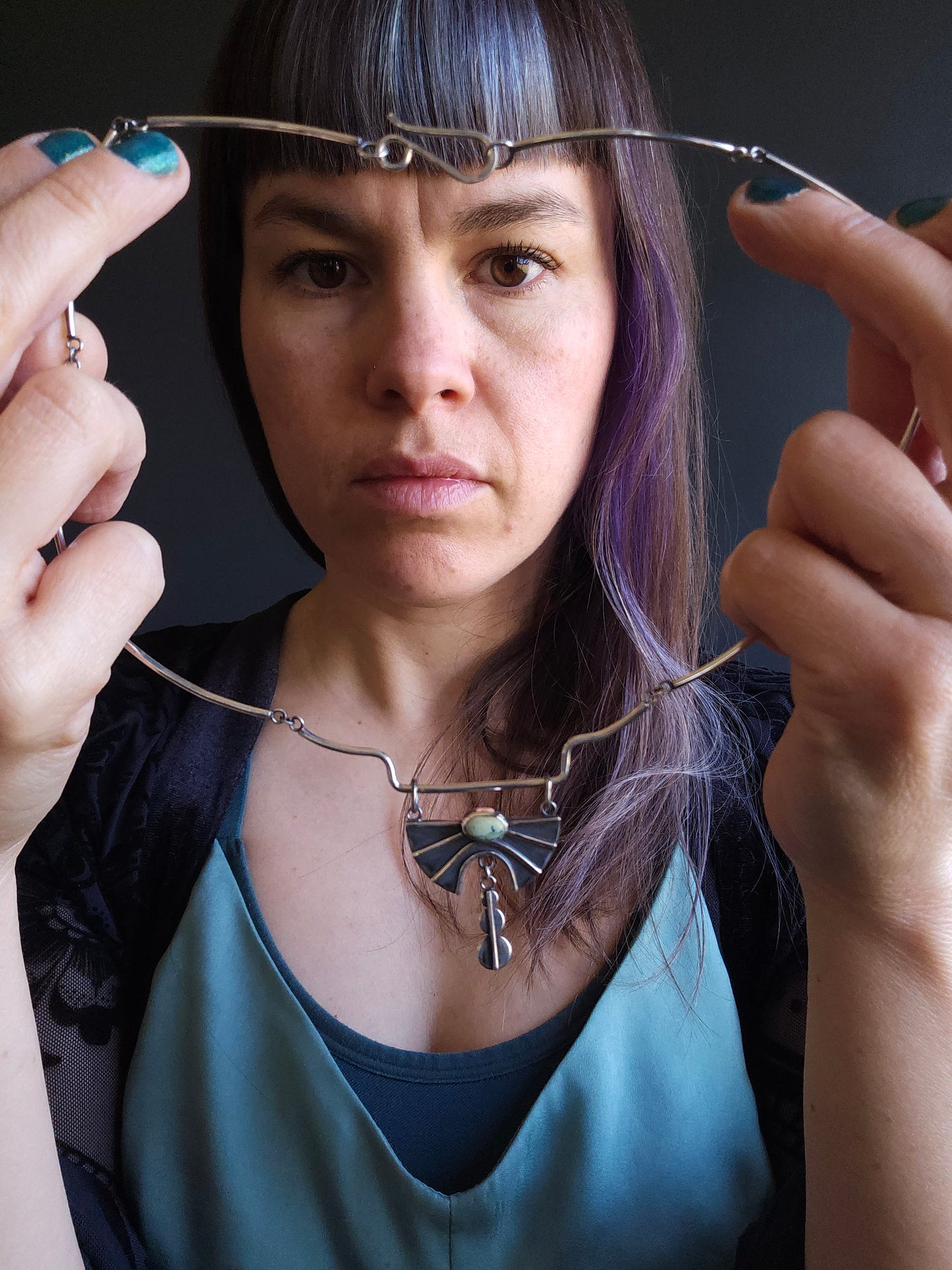 Ayălim, collier en argent Sterling et variscite