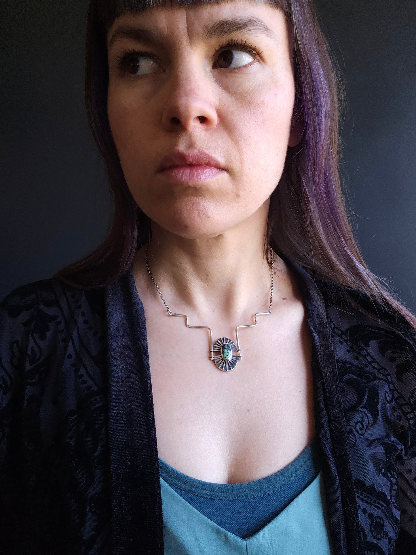 Bilịm, pendentif en argent Sterling et variscite