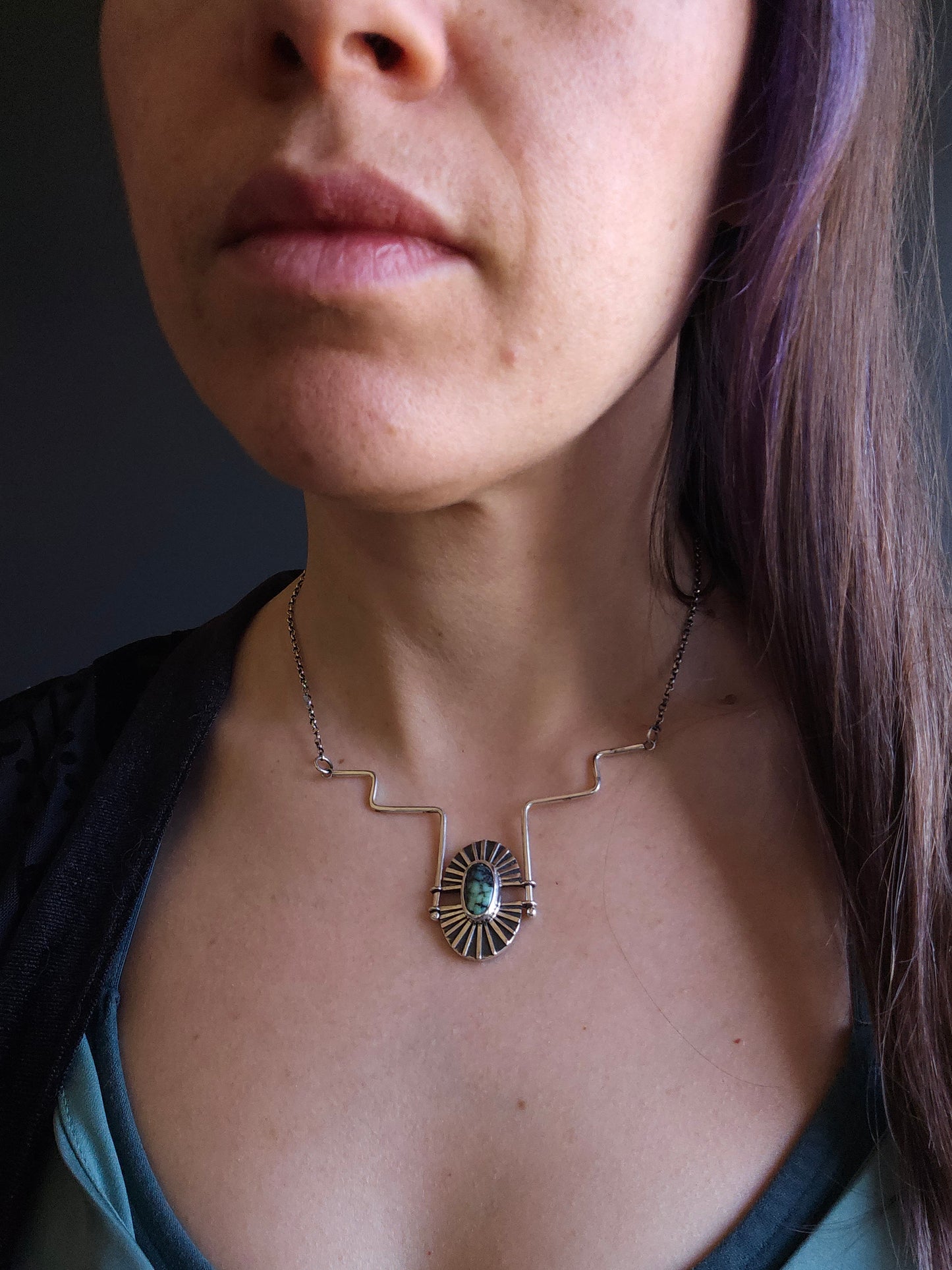 Bilịm, pendentif en argent Sterling et variscite