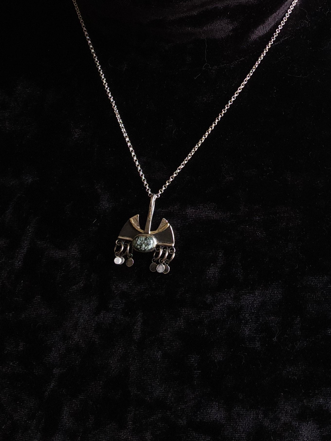 Immă, petit pendentif en argent Sterling, or 14k et Variscite
