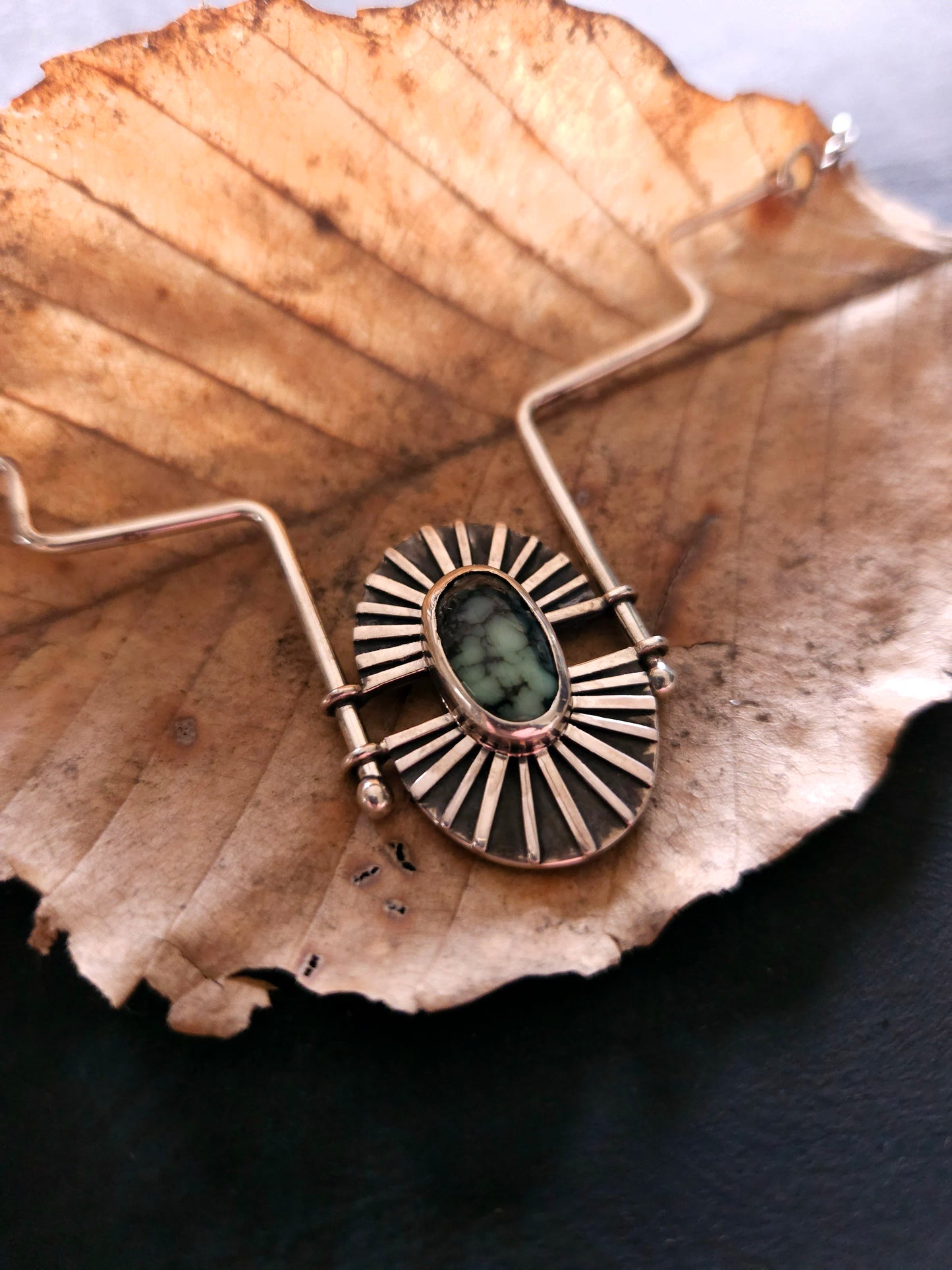Bilịm, pendentif en argent Sterling et variscite