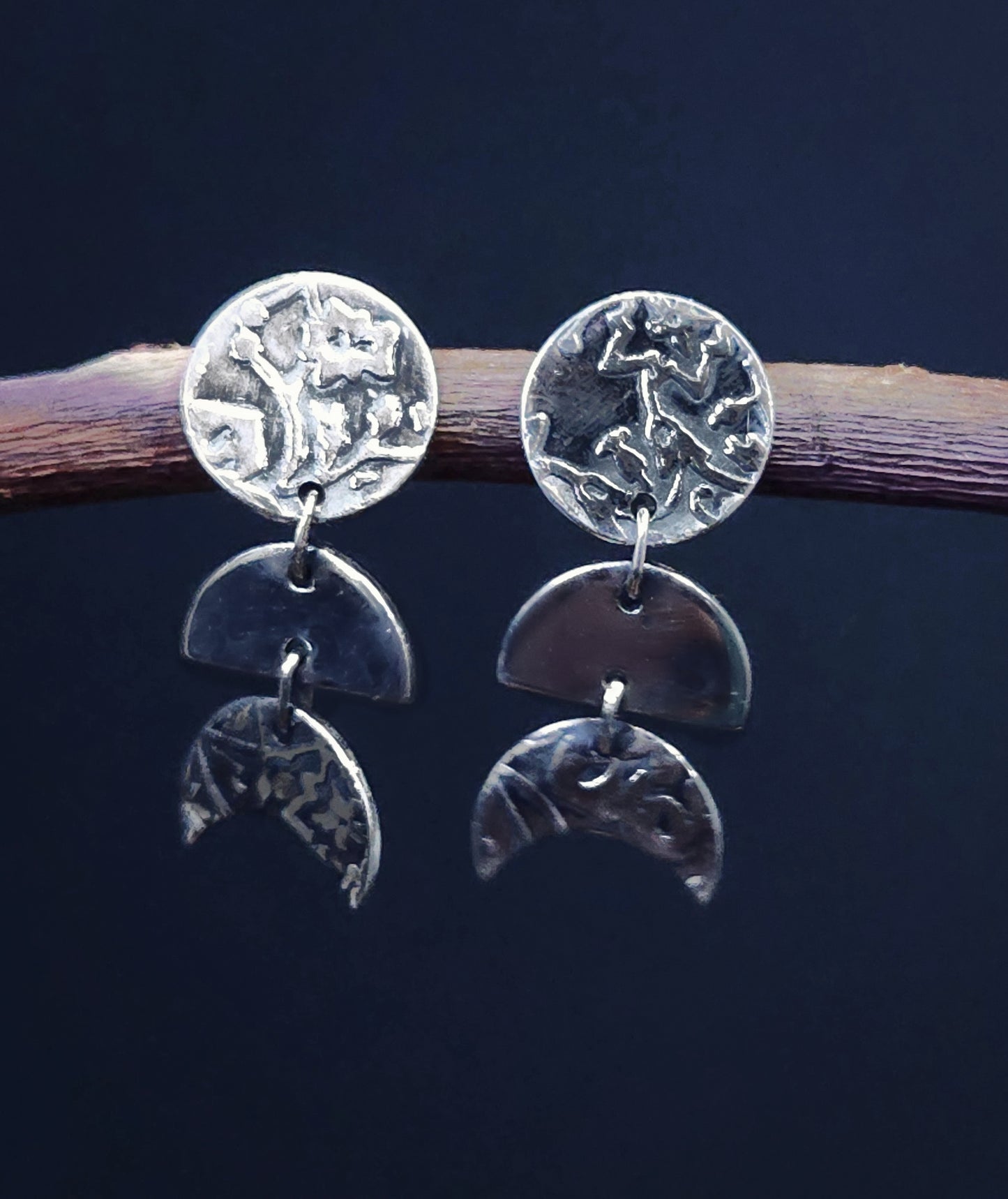 Boucles d’oreilles phases lunaires argent sterling – cycles & intuition