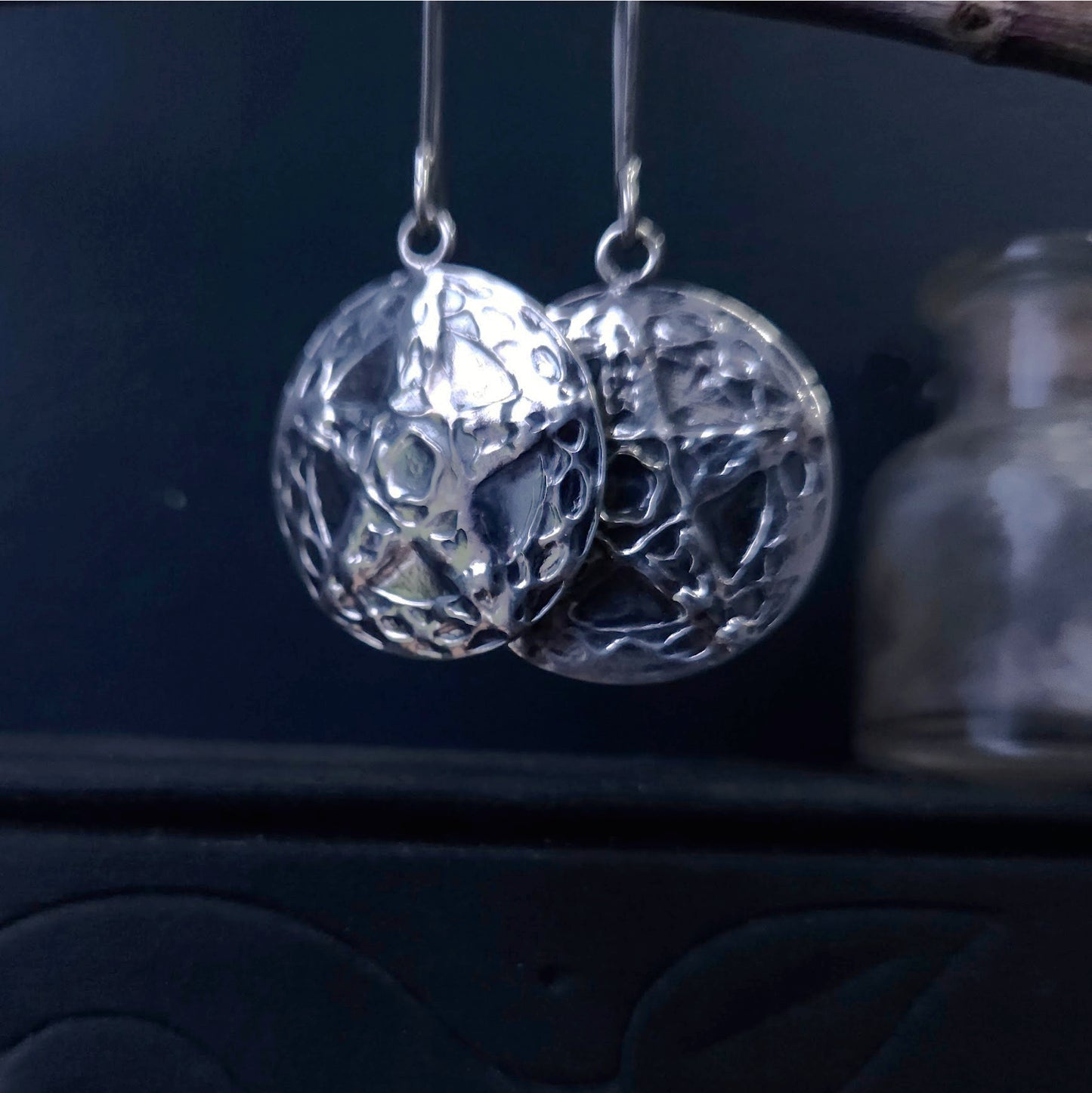 Boucles d’oreilles pentacle argent sterling – protection & ancrage