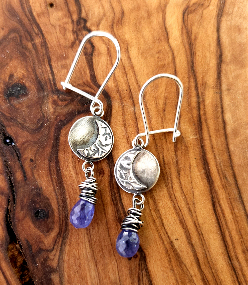 Boucles d'oreilles Lune avec goutte