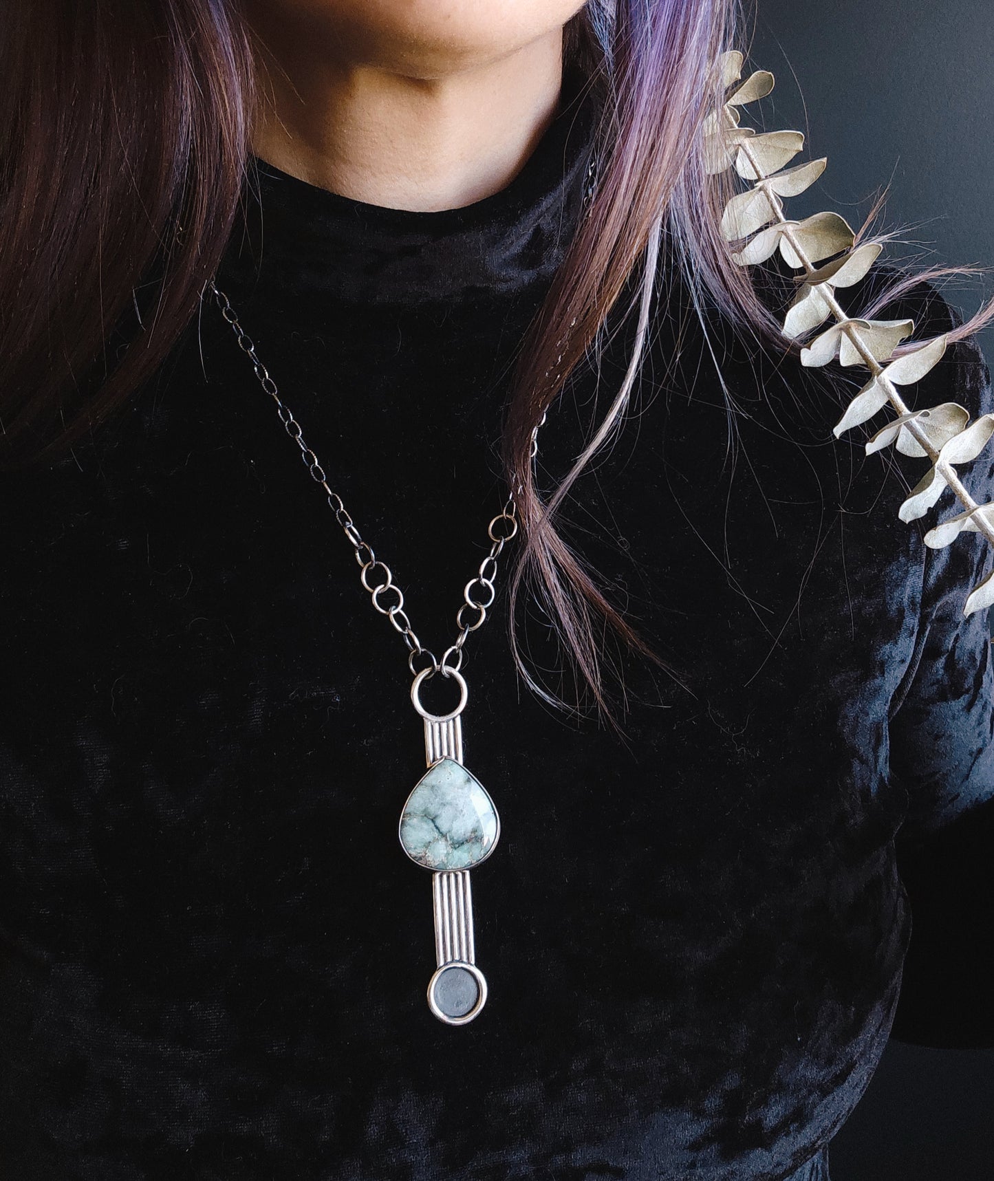 Tùmalik, pendentif en argent Sterling et variscite