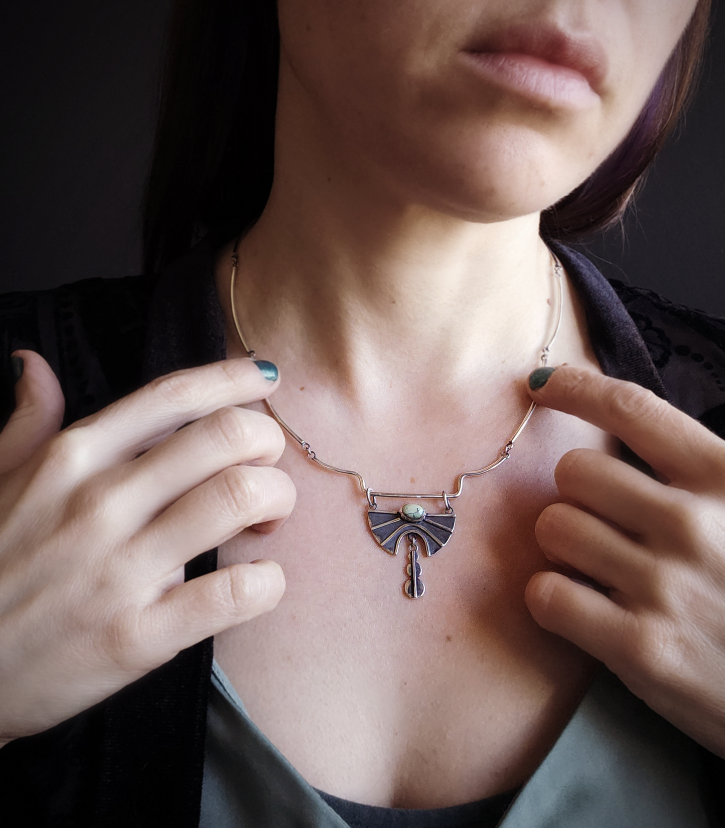 Ayălim, collier en argent Sterling et variscite
