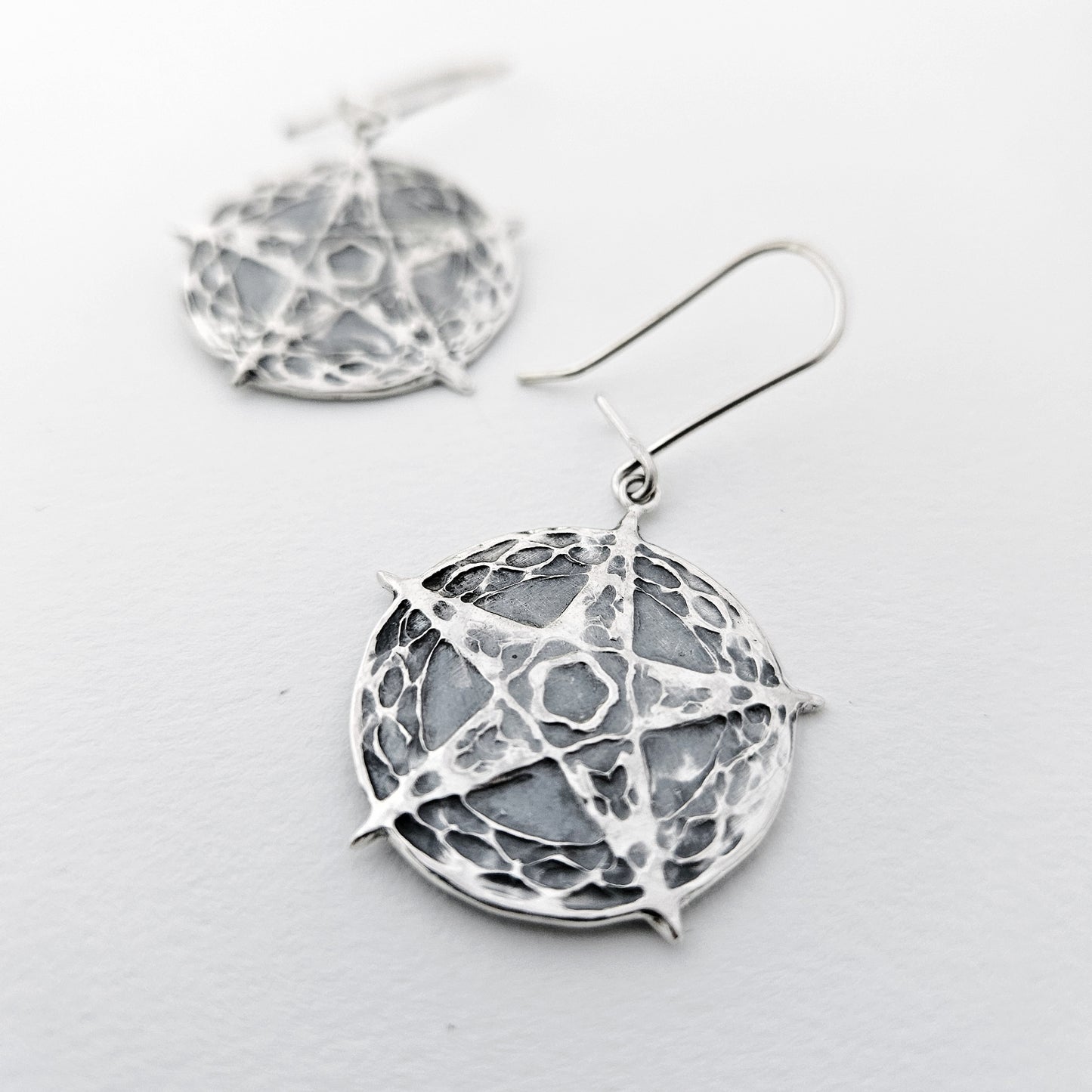 Boucles d’oreilles pentacle argent sterling – protection & ancrage