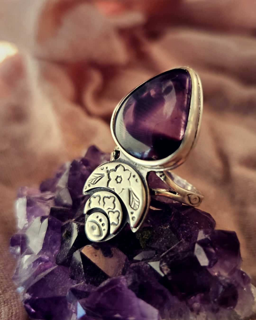 Trois Prêtresses- Bague -Pièce unique -Améthyste Trapiche