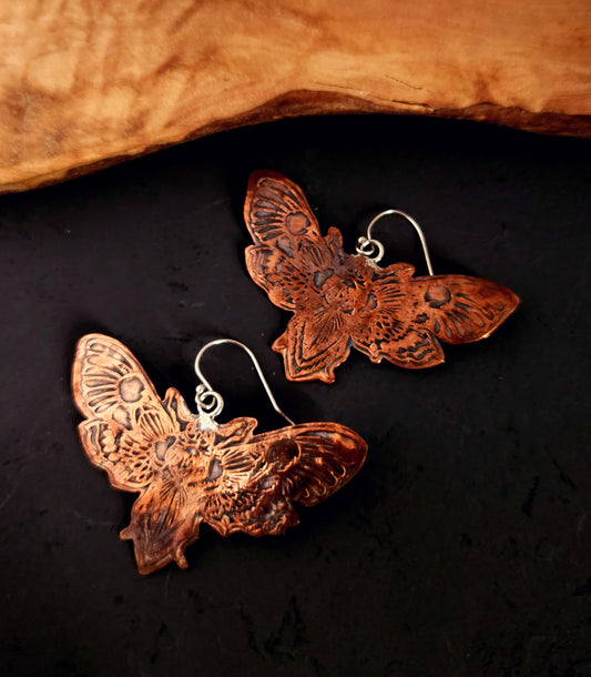 Boucles d'oreilles Papillon de nuit en cuivre