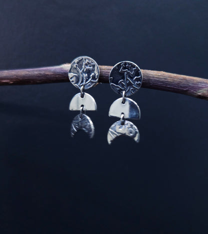 Boucles d’oreilles phases lunaires argent sterling – cycles & intuition