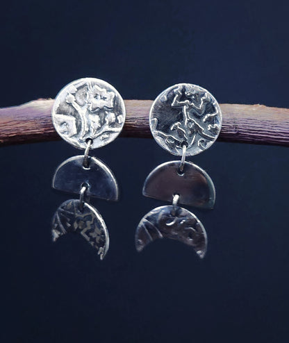 Boucles d’oreilles phases lunaires argent sterling – cycles & intuition
