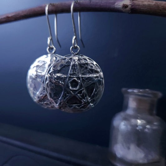Boucles d’oreilles pentacle argent sterling – protection & ancrage