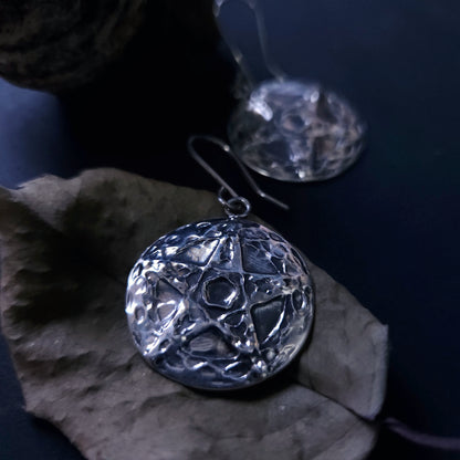 Boucles d’oreilles pentacle argent sterling – protection & ancrage