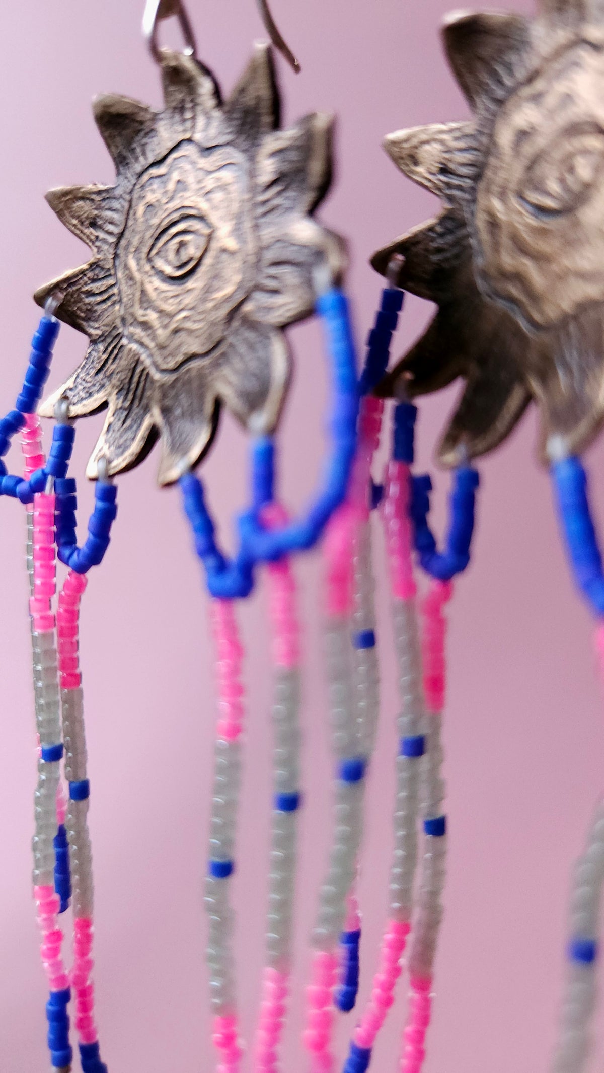 Boucles d'oreilles pendantes en bronze et perles Miyuki -Tournesol conscient