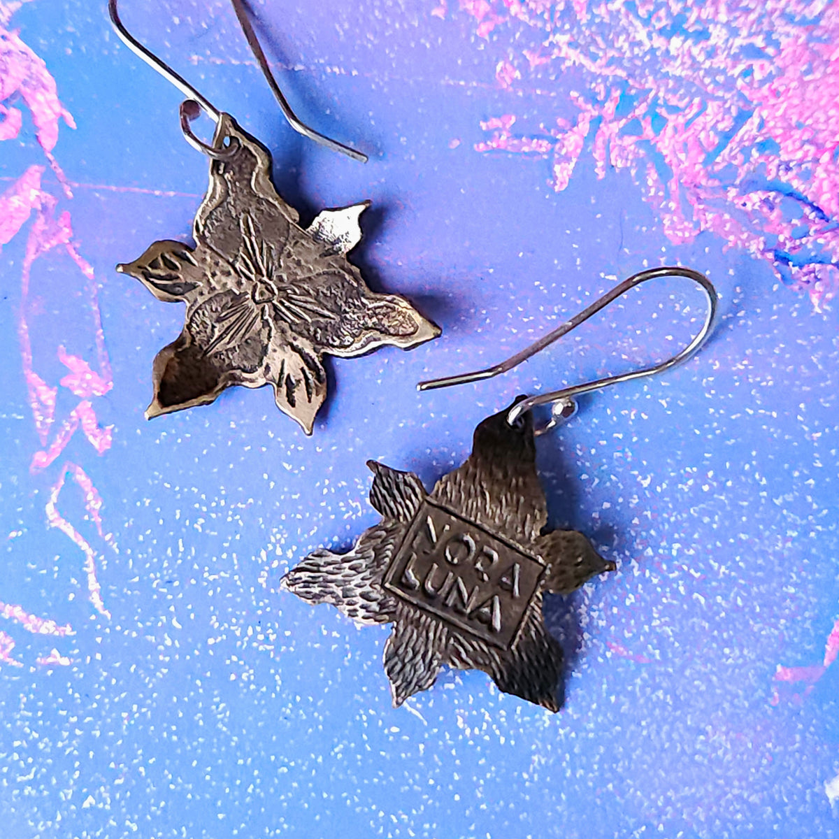 Boucles d'oreilles en bronze et argent - Trille rouge