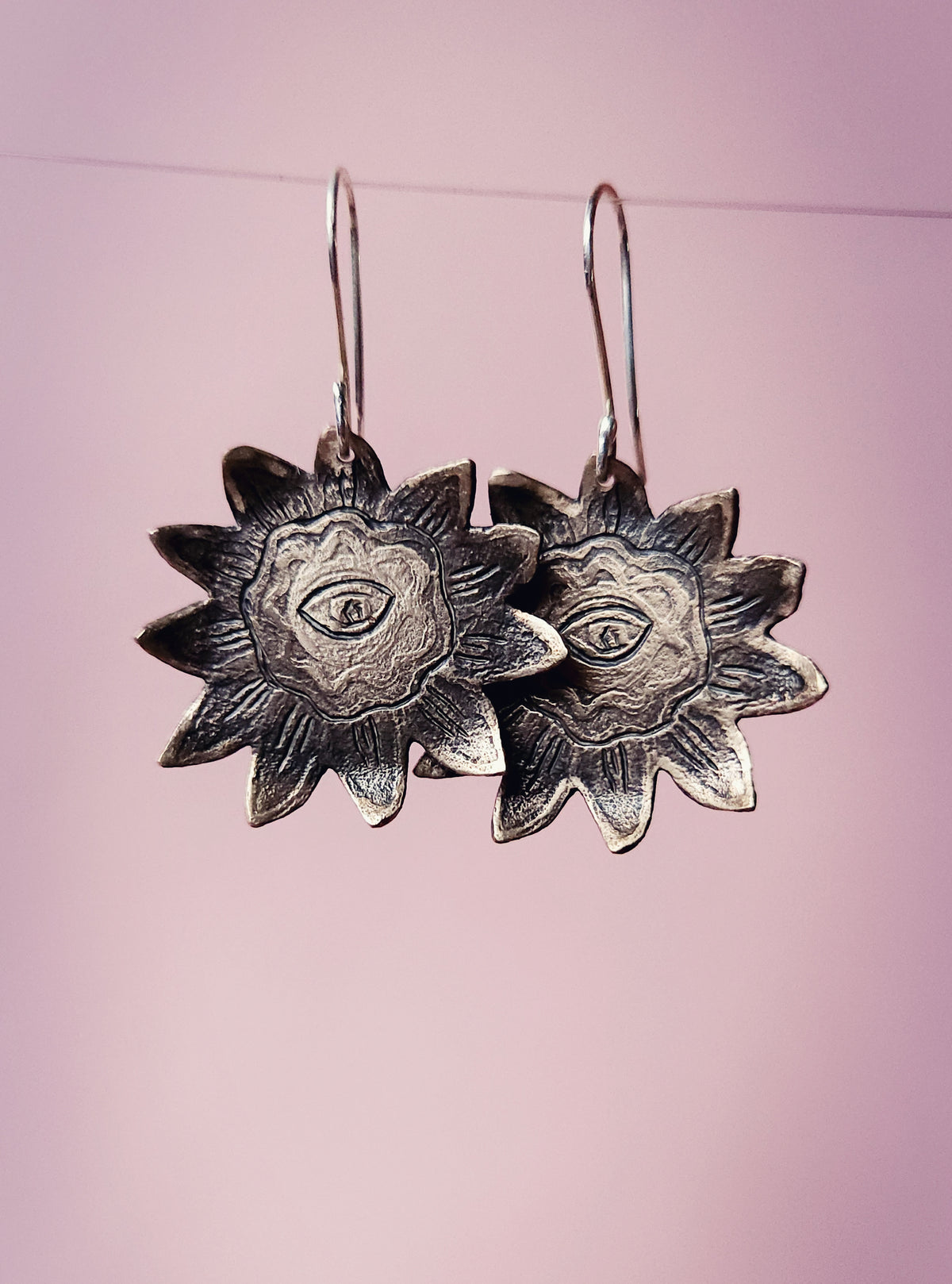 Boucles d'oreilles en bronze et argent - Tournesol