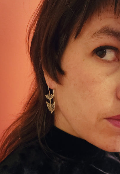 Boucles d'oreilles en bronze et argent - Fleur imaginaire 2