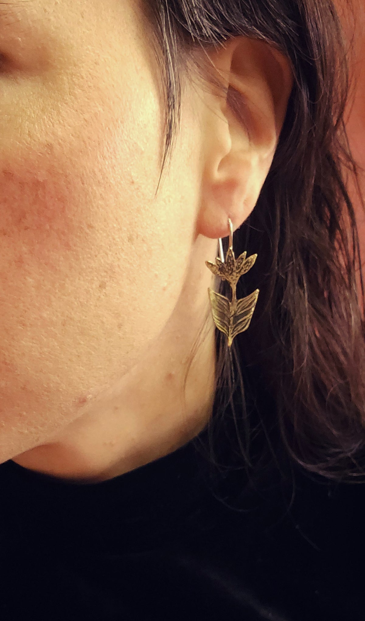 Boucles d'oreilles en bronze et argent - Fleur imaginaire 2