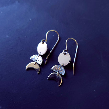 Boucles d’oreilles phases lunaires argent sterling – cycles & intuition