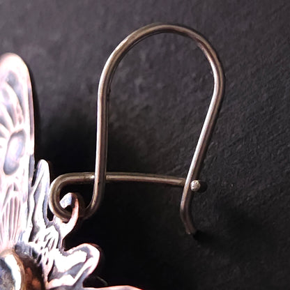 Boucles d'oreilles Papillon de nuit en cuivre et Labradorites ovales